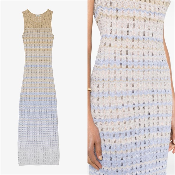 VIRAL Sandro zade ombre mettalic zigzag pointelle knit midi dress FINAL PRICE - Picture 6 of 16